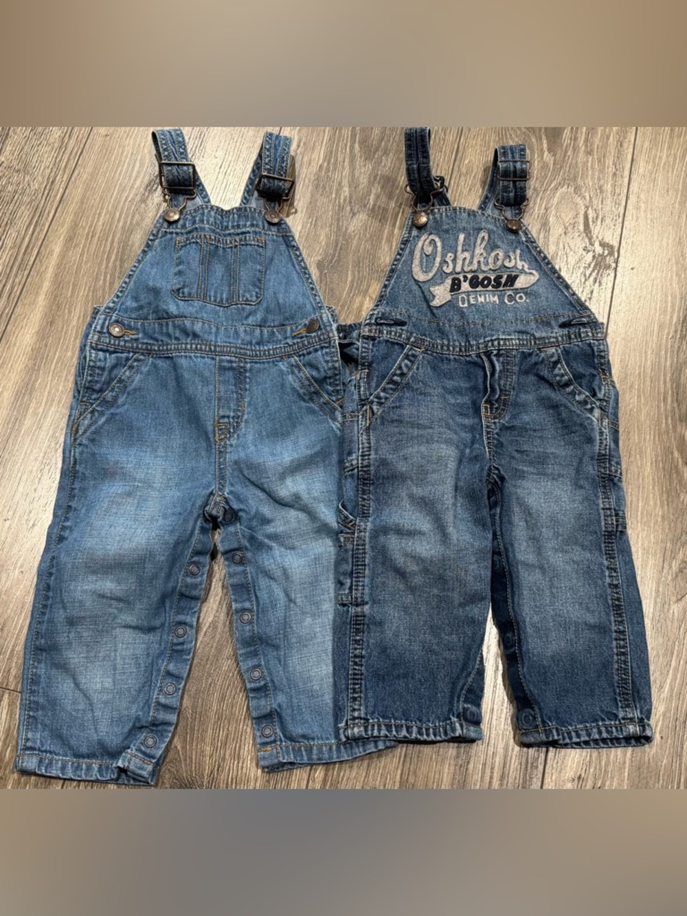OshKosh B'gosh & Children Place  Denim Overalls in Faded Blue